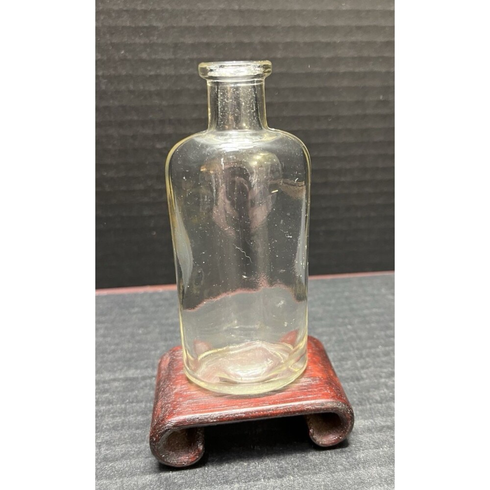 Vintage Two Part Cast Clear Glass Embossed Kelloggs Tasteless Castor Oil Bottle